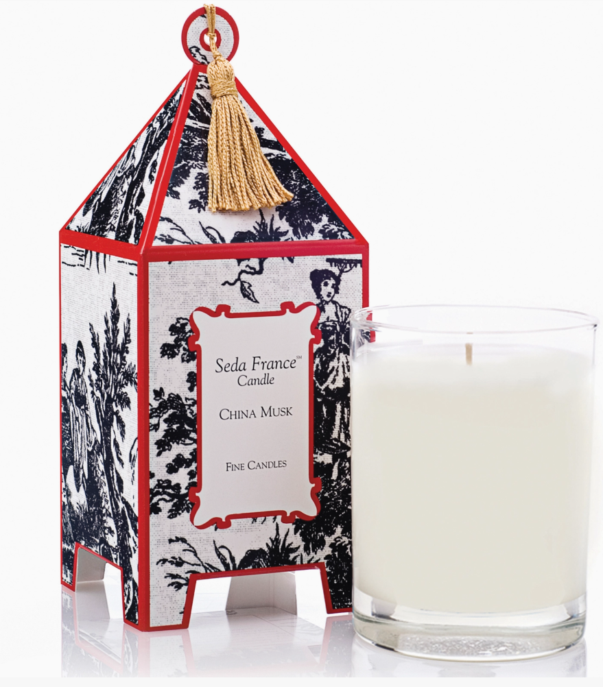 China Musk Classic Toile Pagoda Box Candle - Seda France