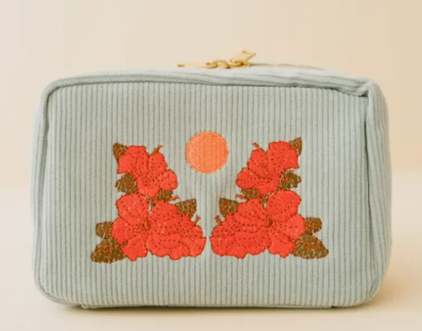 Floral Corduroy Makeup Bag