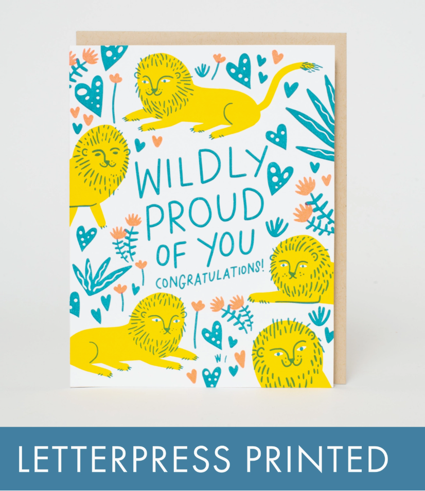Greeting Card, Wildly Proud Lions Congrats, Letterpress