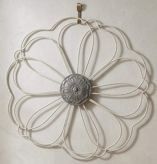 Foreside Home & Garden 20" Metal Floral Wall Art - Off-White & Galvanized Center
