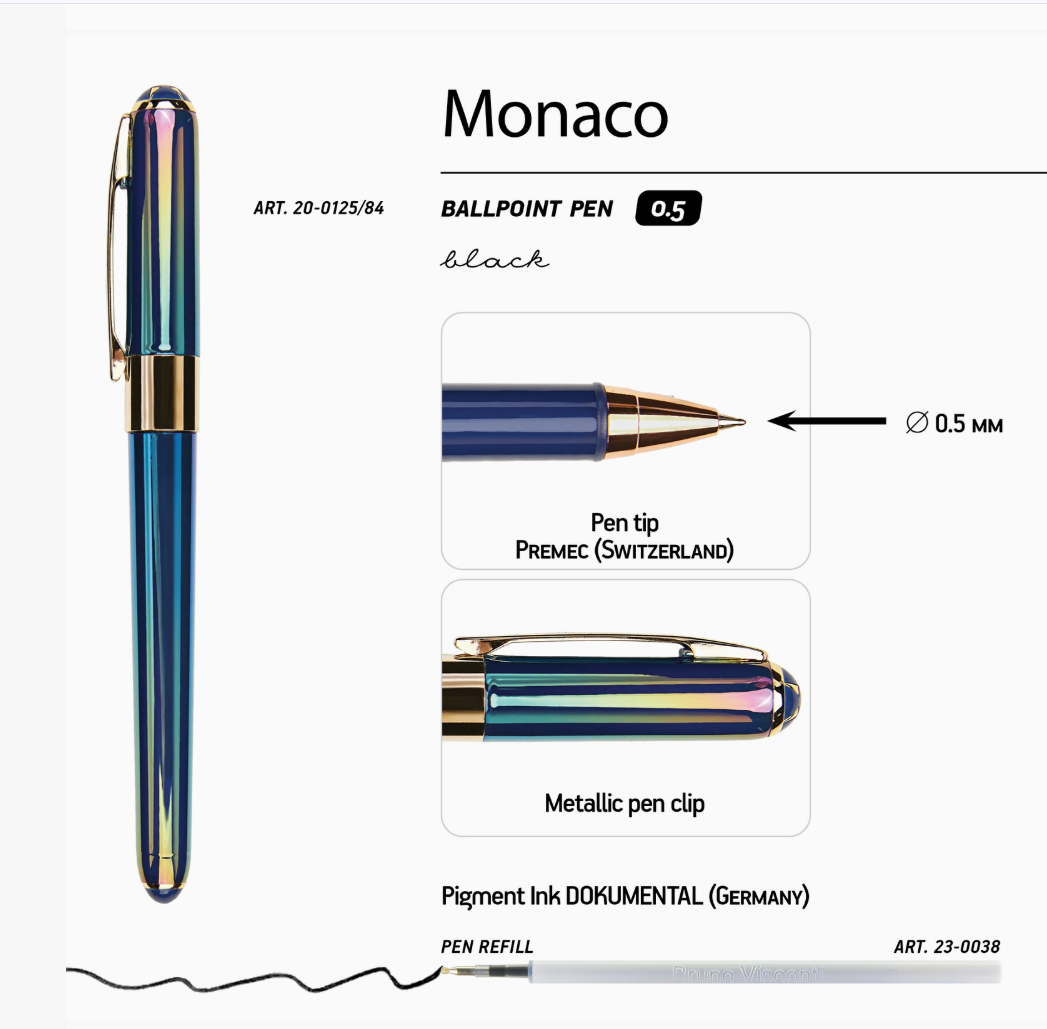 Bruno Visconti Monaco Ballpoint Pen – Pearlescent Blue