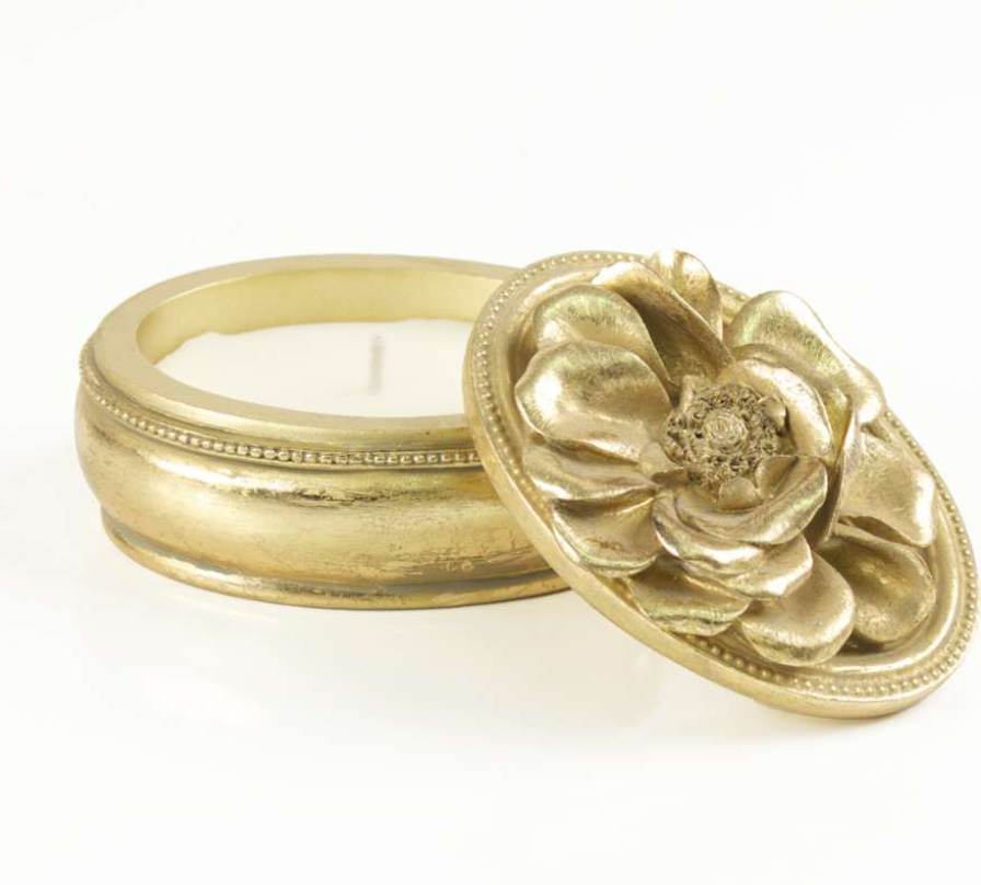 Seda France French Blossom Et Blanc Medium Gold Candle